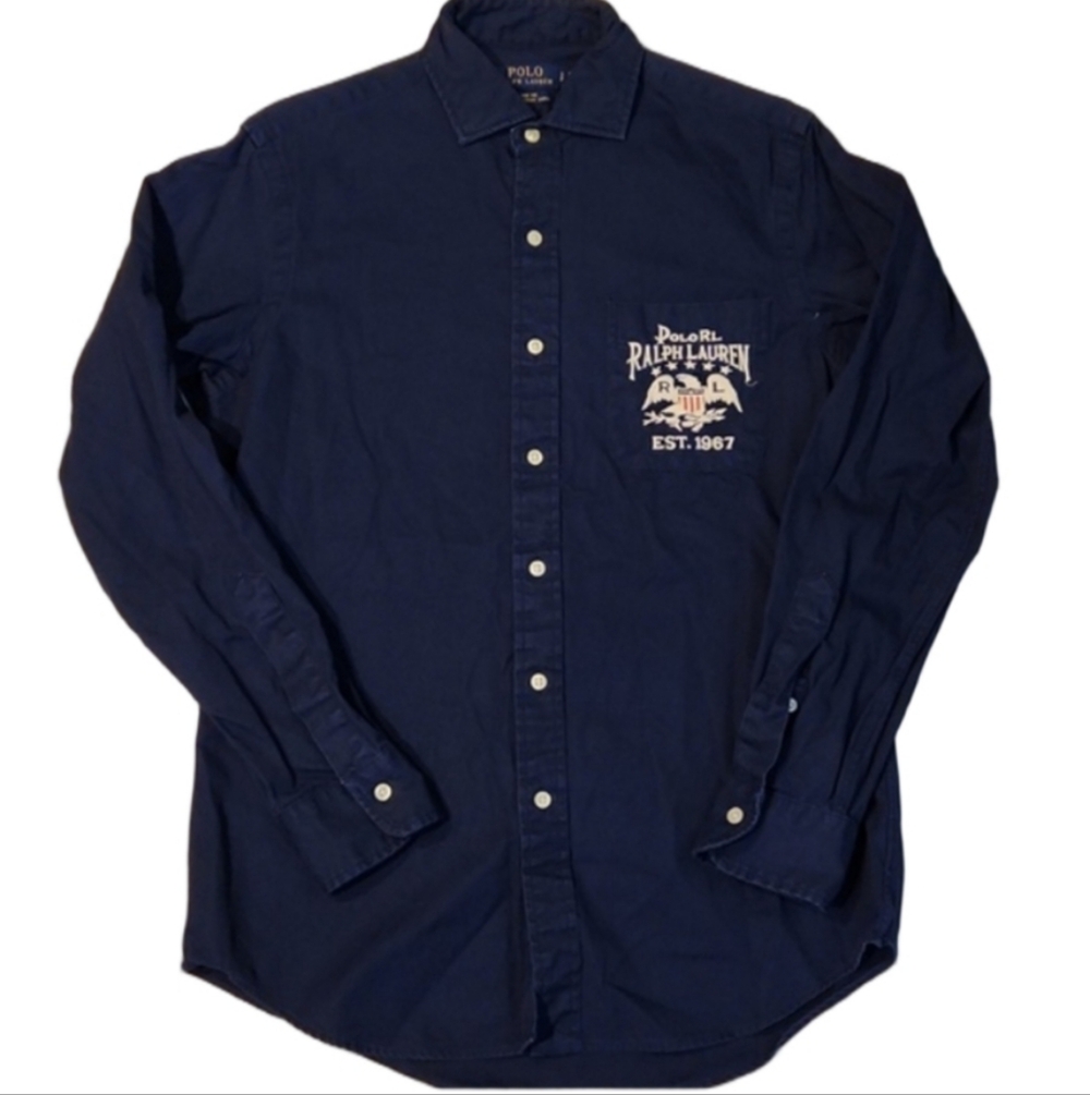 Polo Ralph Lauren Long Sleeve Navy Blue Button Down (M Size S P Classic Fit)